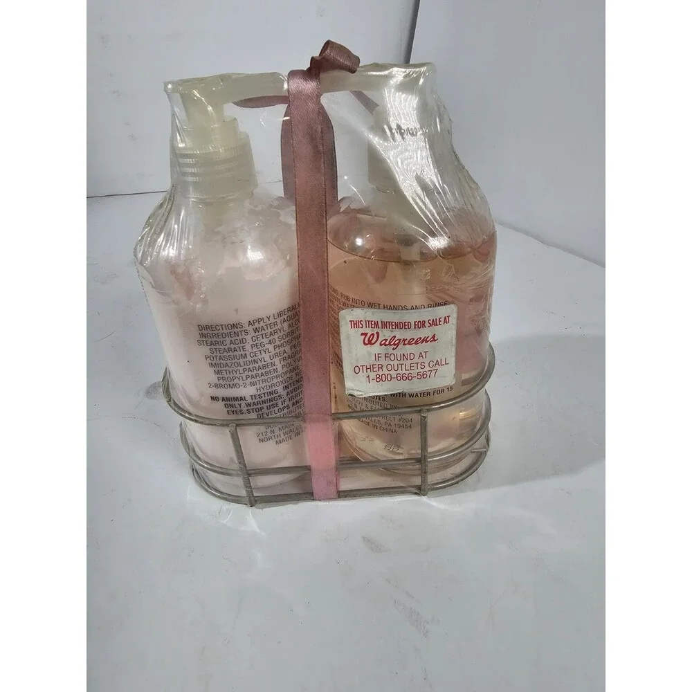 Body And Earth Elements Wire Caddy Set Cherry Blossom Hand Soap Lotion